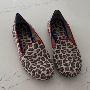 Rothy’s Leopard Print Loafers with Red Trim